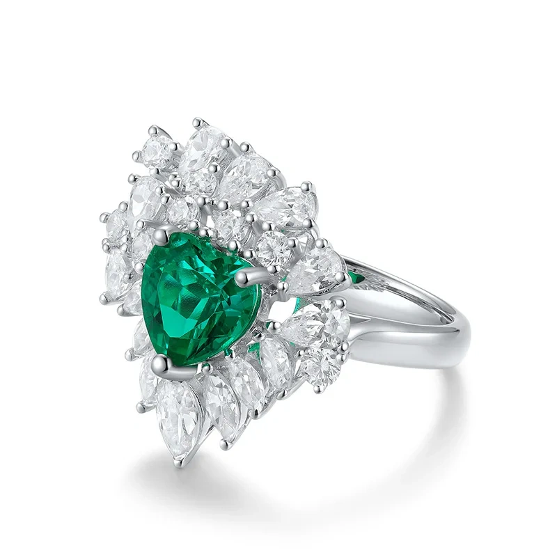 ShanLover Brand MUSHAN MGI Top Grade 1.8ct Lab Grown Gemstones Emerald Ring for Women Wedding s 925 Sterling Silve Rings Jewelry