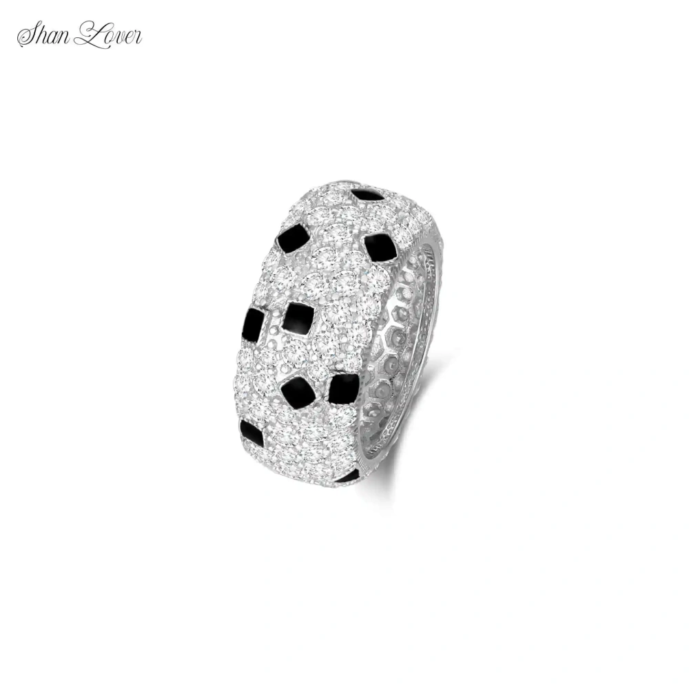 ShanLover Brand Luxury Designer S925 925 Sterling Silver Ring Retro Spotted Leopard Print Ring Fashionable Women's Nice Jewelry