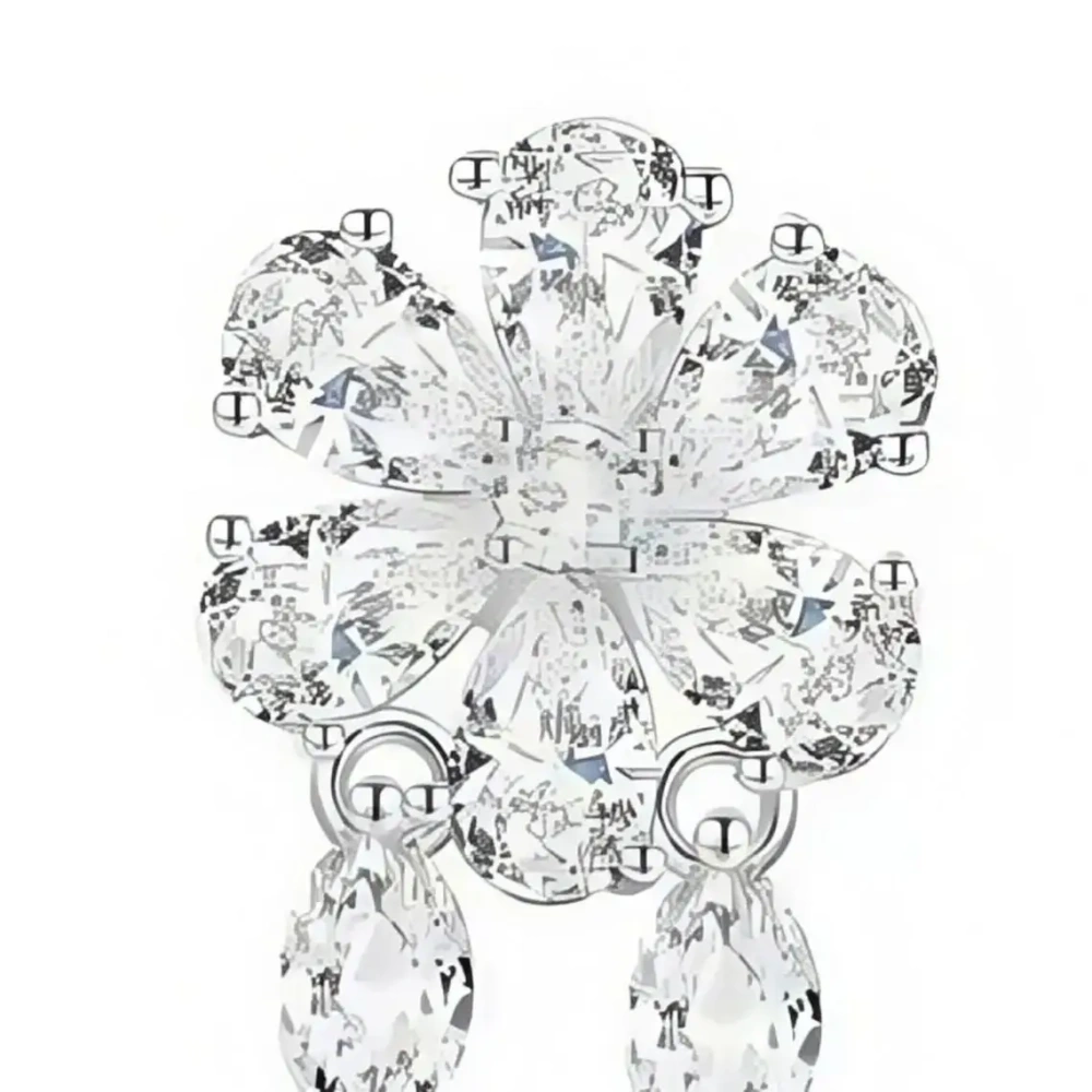 ShanLover Brand Diamond Flower Tassel Pendant Zircon Drop Earrings for Women 925 Sterling Silver 5A Level Luxury Jewelry