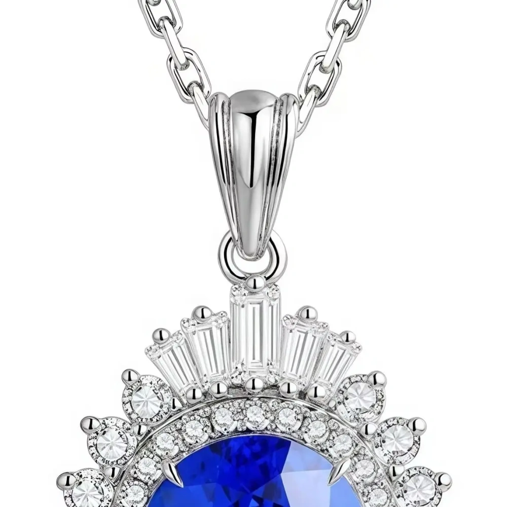 ShanLover Brand MUSHAN CO. Top Grade MGI Lab Grown Gemstone Blue Spinel Pendant Necklace Jewelry 925 Sterling Silver Pendants