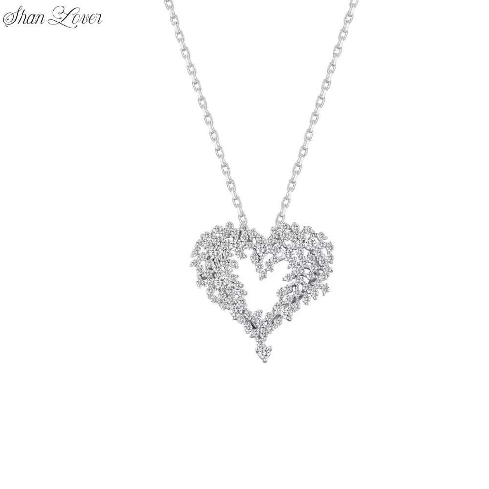 ShanLover Brand s925 925 Puer Sterling Silver Jewelry Pendants Necklace For Lovers Heart Zircon Gemstones Chain Necklace Pendant