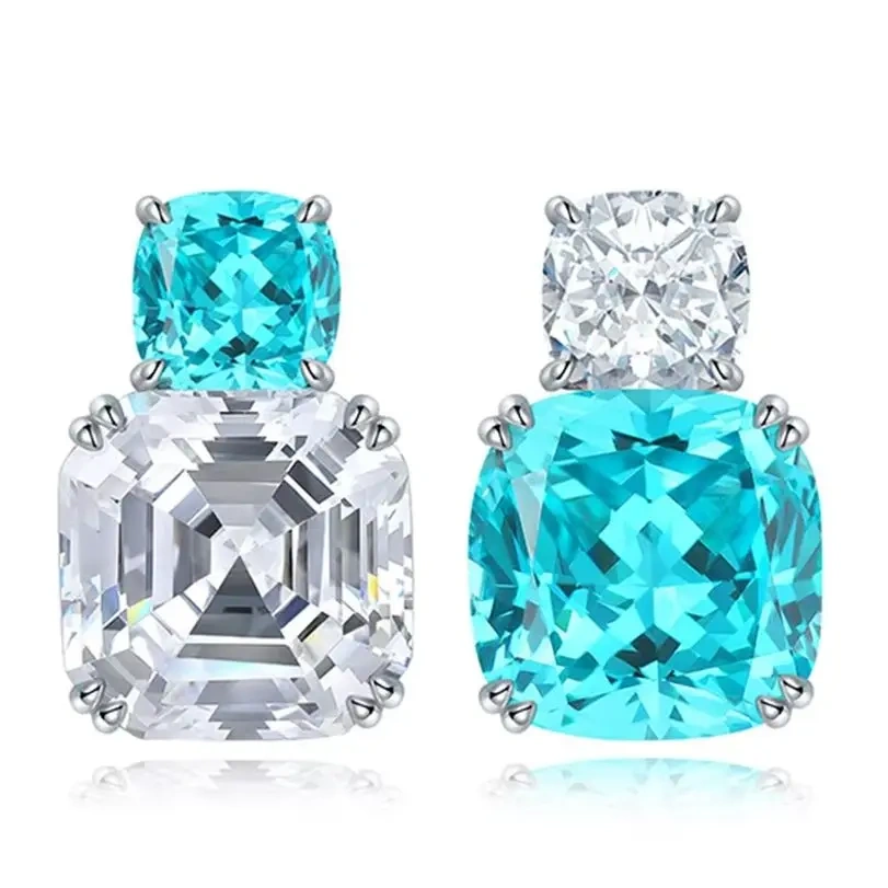 ShanLover Brand Luxury Brand Designer Lab Grown Gemstones Certificated Real Stud Earrings 925 Sterling Silver Fashion Jewelry