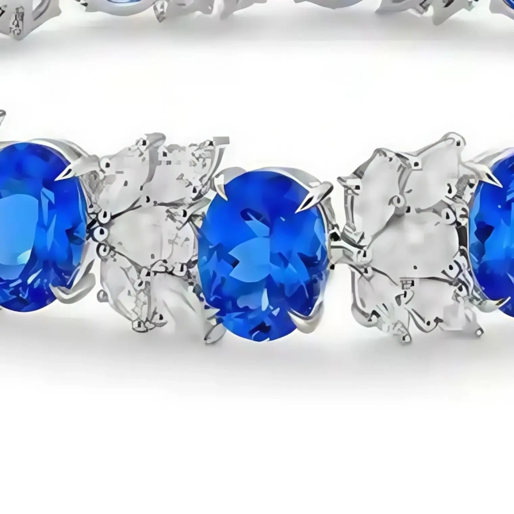 ShanLover Brand 20.23ct Blue Lab Grown Gemstones Bracelet For Women CMA Certificate 925 Sterling Silver Bracelet Jewelry