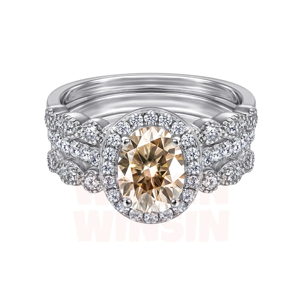 Winkin Winsin s925 sterling silver 1.5-carat oval Moissanite ring for women's silver jewelry, exuding a sense of luxury