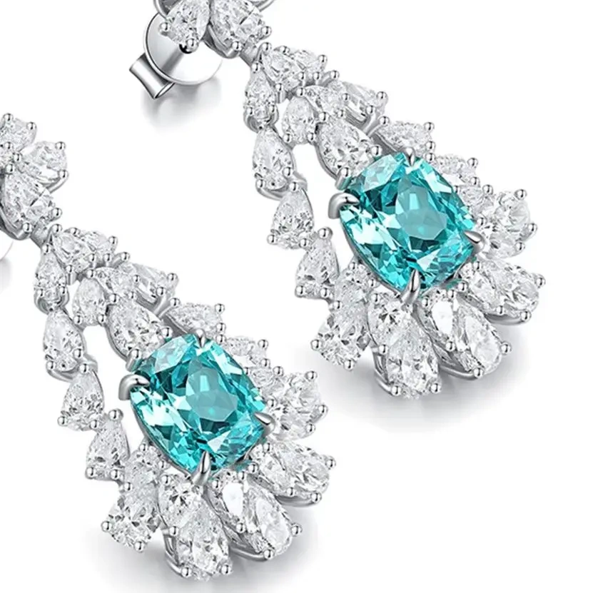 ShanLover Brand Lab Grown Gemstones Stud Earrings 925 Silver Light Luxury Sophistication Jewelry Fashion Women Pendant