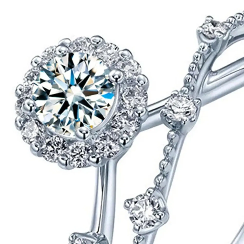 ShanLover Brand Moissanite Ring for Women S925 Sterling Silver Star Track Full Diamond Band Elegant Wedding Engagement Jewelry