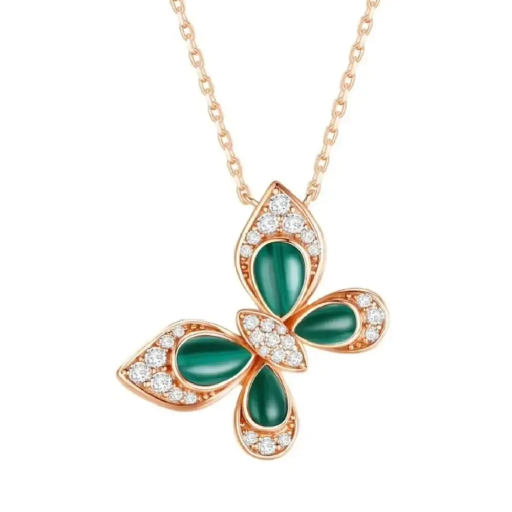 ShanLover Brand 925 Sterling Silver Pendants Necklaces White Red Green Gemstones Butterfly Necklace Pendants Jewelry For Women