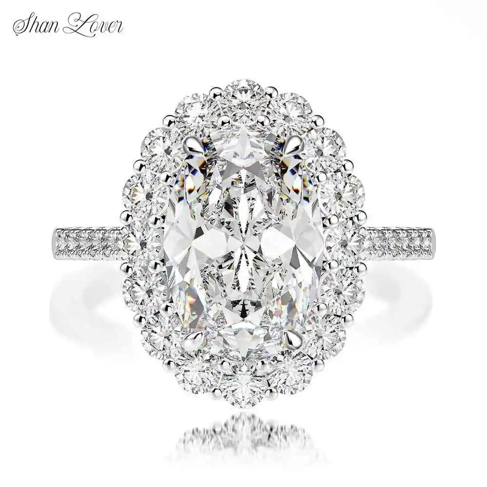 ShanLover Luxury Brand Designer 4.5ct Moissanite Diamond Rings 925 Sterling Silver Jewelry For Woman Gemstones Moissanite Ring
