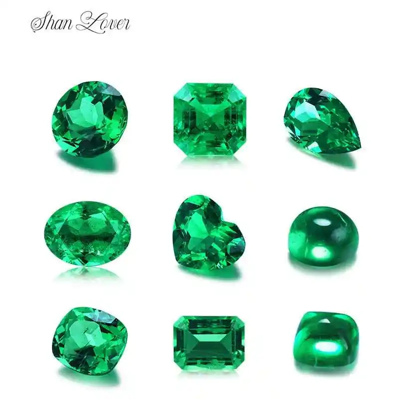 ShanLover Brand GRC Certificate Top Grade Lab Grown Emerald Beads Gemstones Emeralds Bead For DIY Jewelry Pendant Rings Earrings