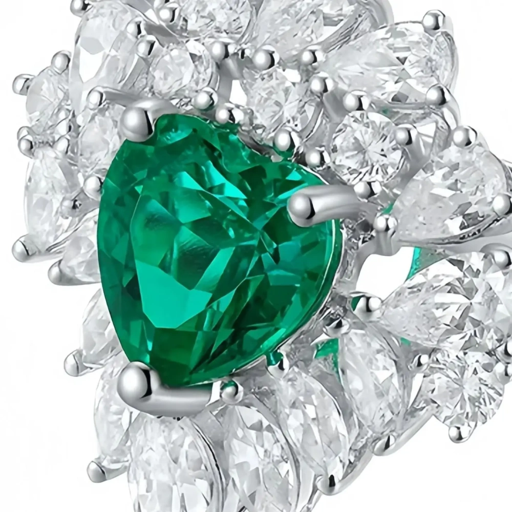 ShanLover Brand MUSHAN MGI Top Grade 1.8ct Lab Grown Gemstones Emerald Ring for Women Wedding s 925 Sterling Silve Rings Jewelry