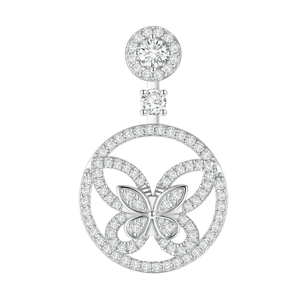 ShanLover Brand Real 925 Sterling Silver Circular Butterfly Zircon Stud Earrings Luxury Quality Fashion Drop Earrings Jewelry