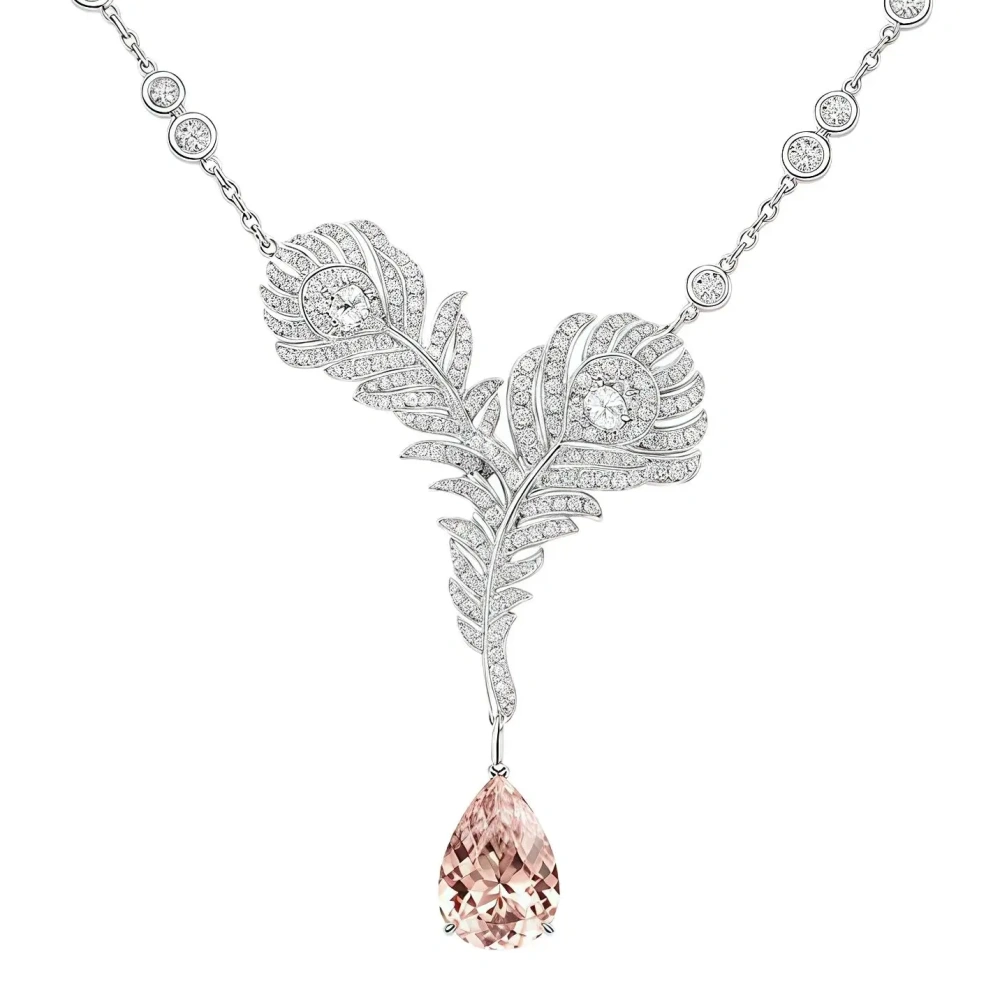 WinkinWinsin Brand Luxury 925 Sterling Silver Pendants Necklaces High Carbon Diamond Feather Necklace Pendant For Women Jewelry