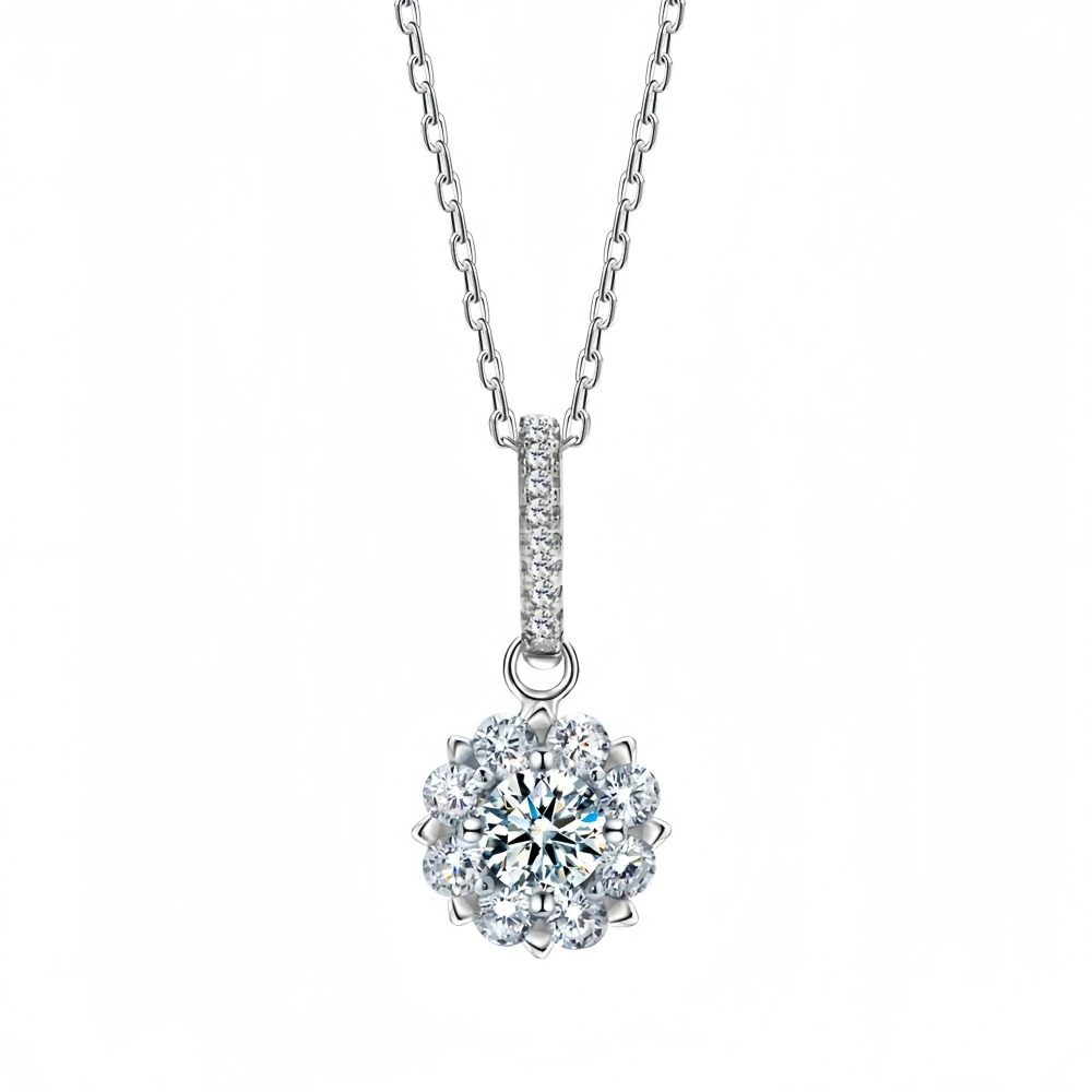 ShanLover Brand Luxury Women 925 Pure Silver Necklace Snowflake Pendant MST Moissanite Diamond Drop Pendants Necklaces Jewelry