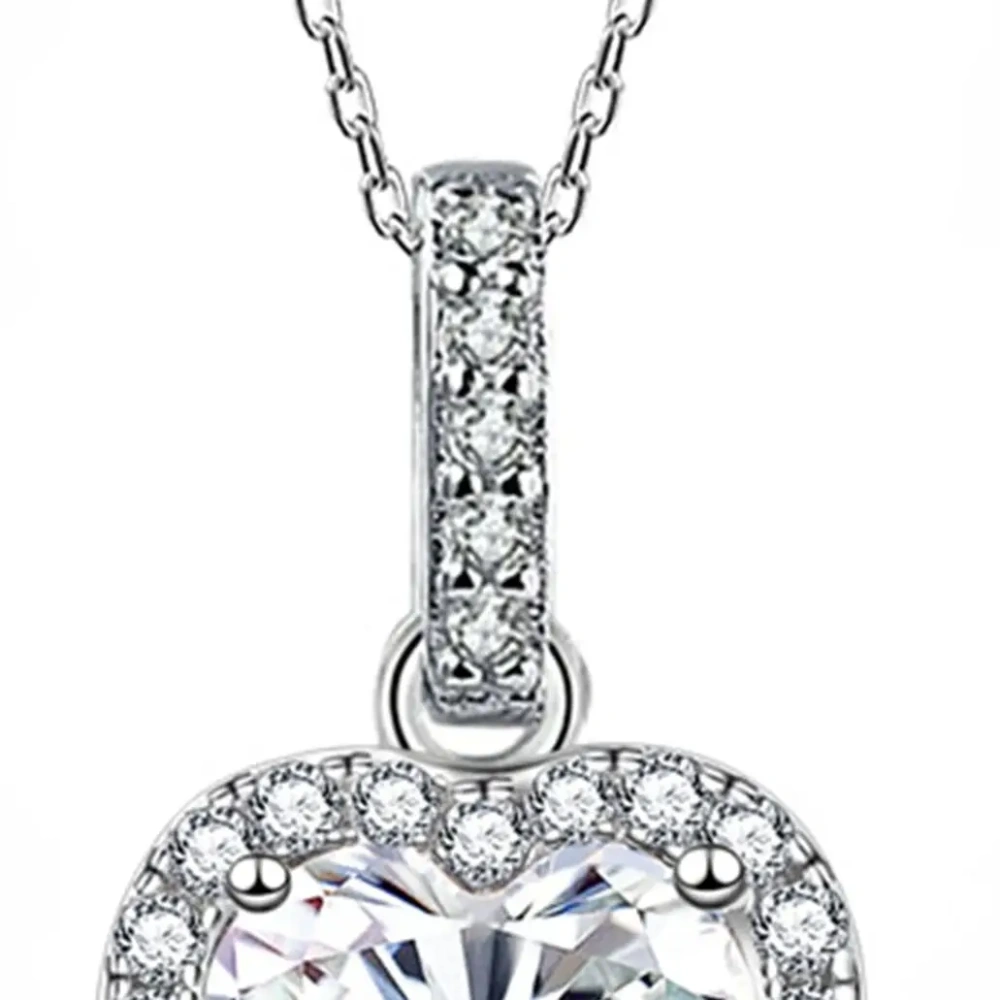 ShanLover Brand Moissanite Necklace for Women S925 Sterling Silver Moissanite Diamond Love Heart Shape Pendant Necklace Jewelry