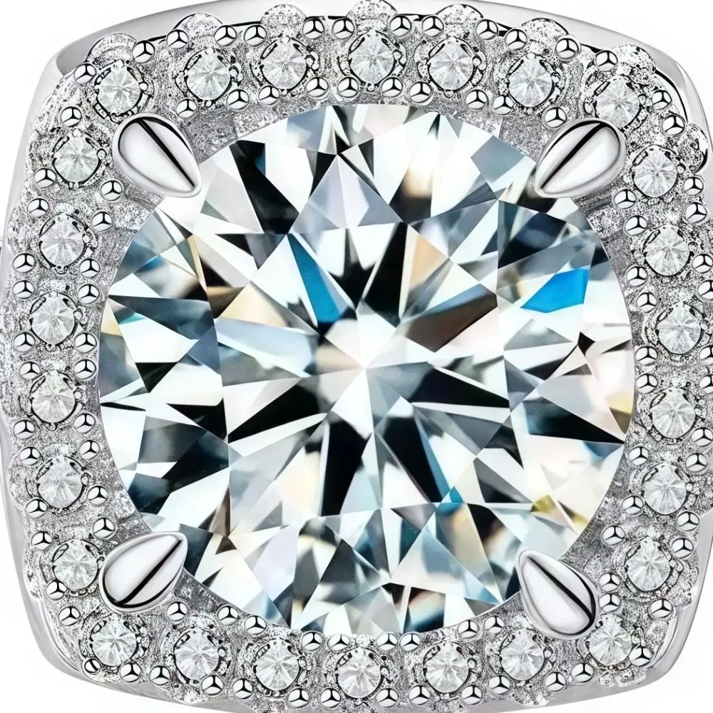 ShanLover Brand 1ct Moissanite Diamond Ring S925 Sterling Silver Square Baguette Cut Engagement Ring with Accented Diamonds