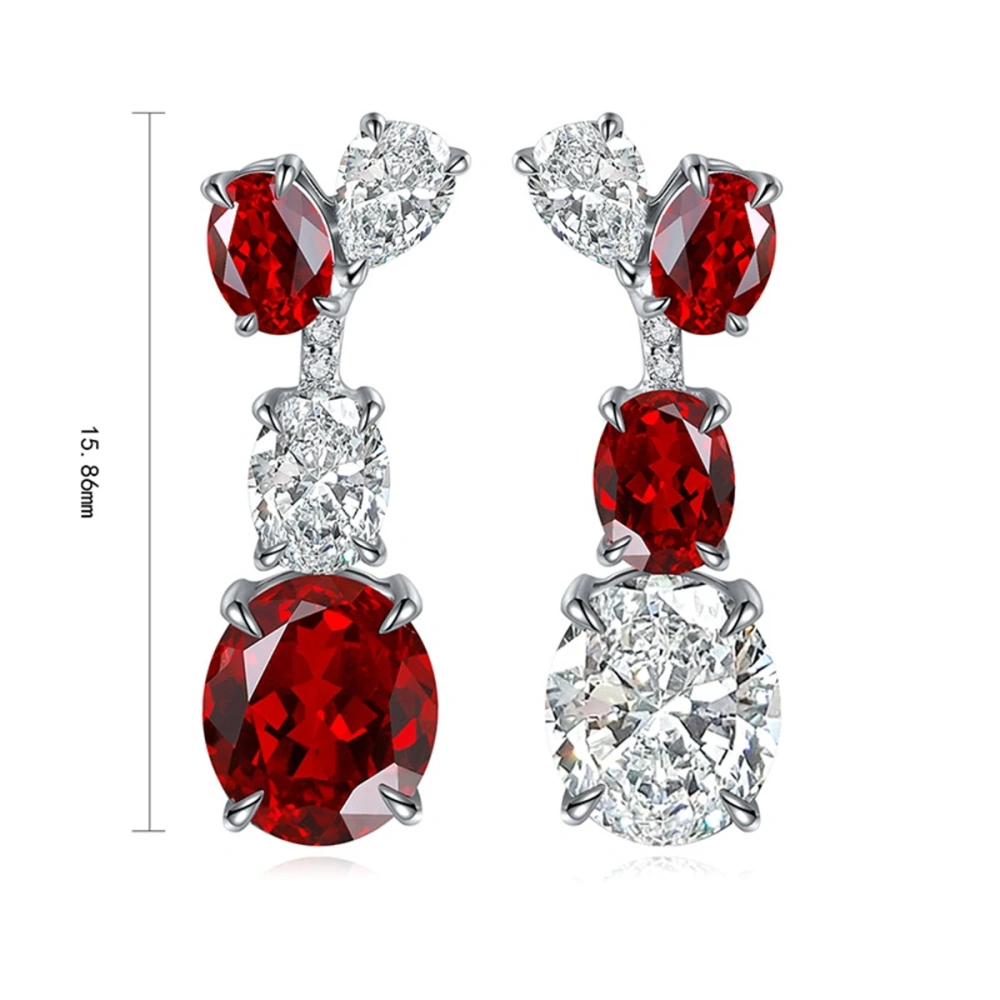 ShanLover Brand Lab Grown Gemstones Ruby Stud Real 925 Sterling Silver Earrings Exquisitely Crafted Pigeon Blood Red Jewelry