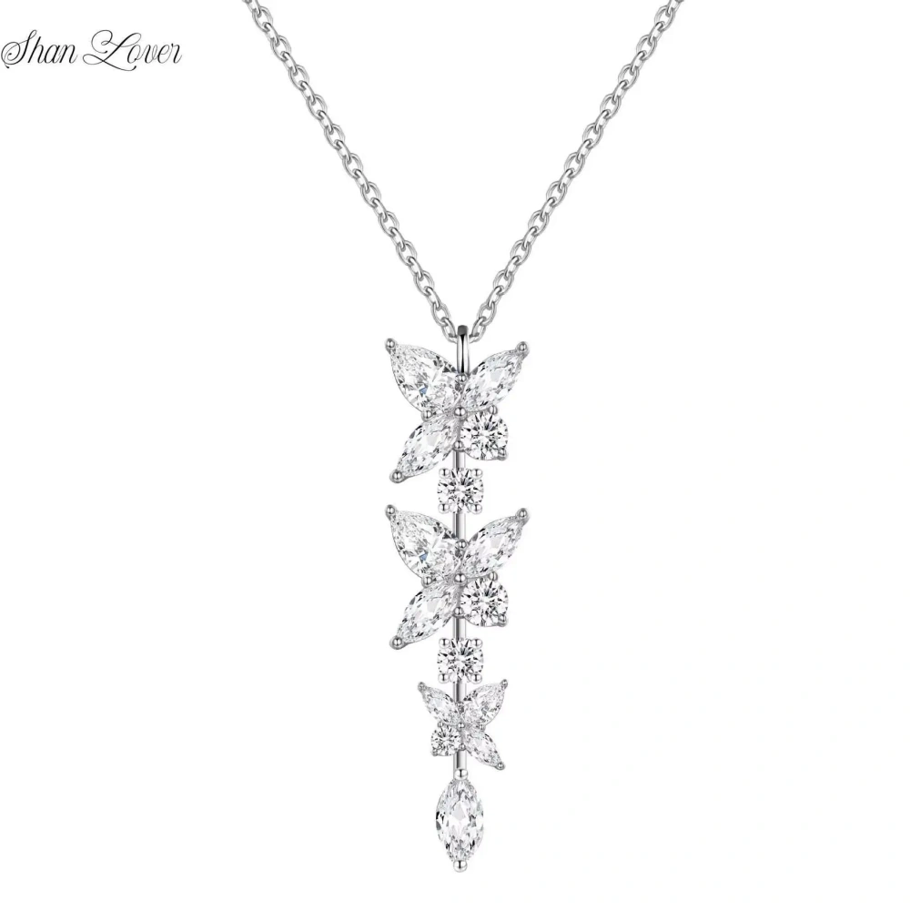 ShanLover Brand Real 925 Sterling Silver Pendants Necklace Jewelry For Woman White Gold Platinum Plating Chain Necklace Jewelry
