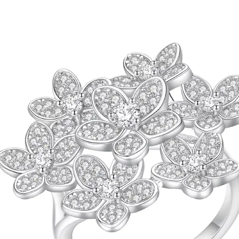ShanLover Brand Famous Jewelry Designer Real 925 Sterling Silver Ring for Woman Flower Rings Fashion Silver Jewelry For Girl