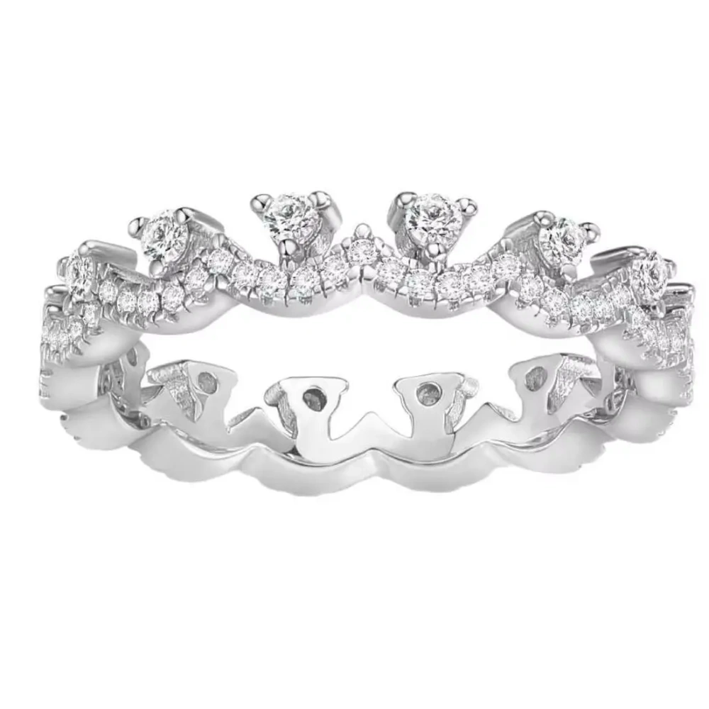 ShanLover Brand round Diamond Row Diamond Lace Ring for Women 925 Silver French Light Luxury High Quality Wedding Band