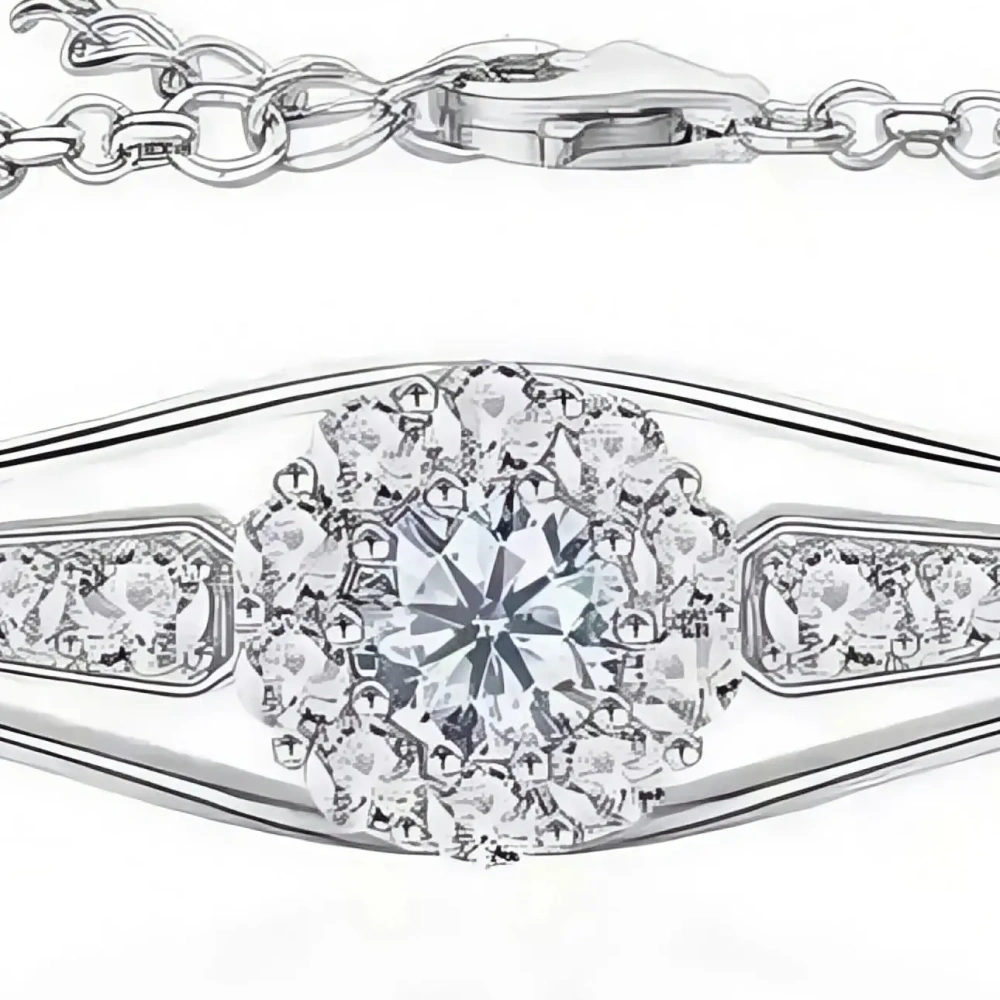 ShanLover Brand Full Diamond Flower Bud Bracelet for Women S925 Sterling Silver Fashionable Moissanite  Jewelry Bangle Accessory