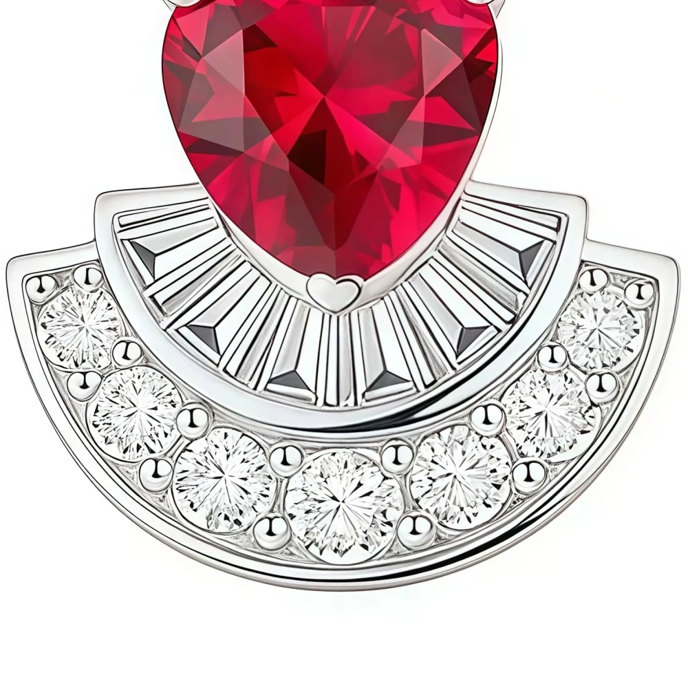 ShanLover Brand 5A Grade Heart Shaped Design Fan Shaped Zircon Stud Earrings 925 Sterling Silver Earrings for Women Jewelry