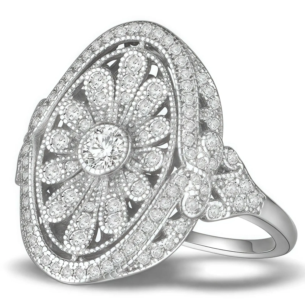 ShanLover Brand High Quality  End Mid Style Daisy Ring Hollowed Out Design Women 925 Silver Rare Fashion Jewelry Accessory