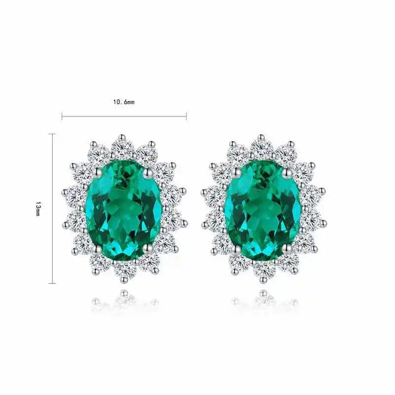 ShanLover Brand Classic Daifei Pei Paraiba Stud Earrings 4.1-Carat 925 Silver Simple Silver Wedding  Earrings  Jewelry ﻿