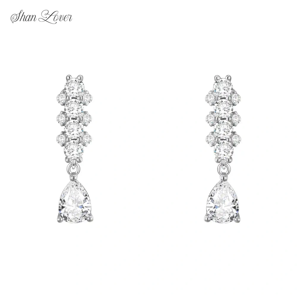 ShanLover Brand CMA Certificate 5A Level Luxury Designer 925 Sterling Silver Zircon Drop Earrings For Woman Jewelry