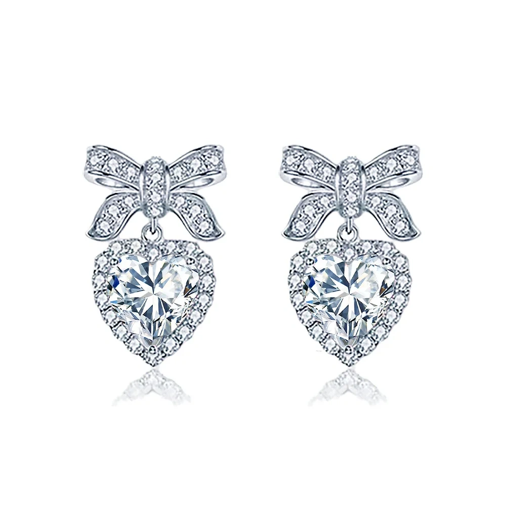 ShanLover Brand 0.5ct Women 925 Sterling Silver Heart-shaped Stud Earrings CMA Certificate Moissanite Diamond Drop Earrings