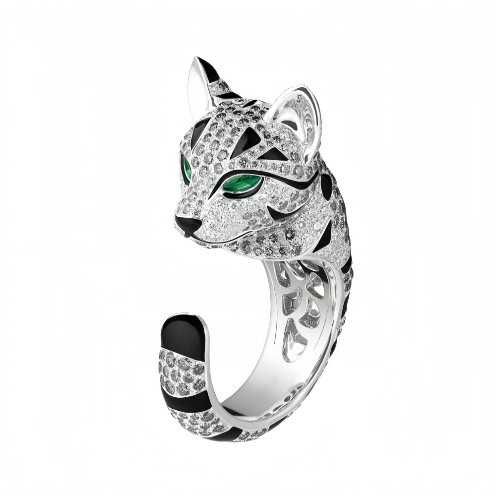 Winkin Winsin Brand Designer Gemstones Jewelry 925 Sterling Silver Rings For Woman 18kgp 18k Gold Plating Leopard Fuzzy Cat Ring