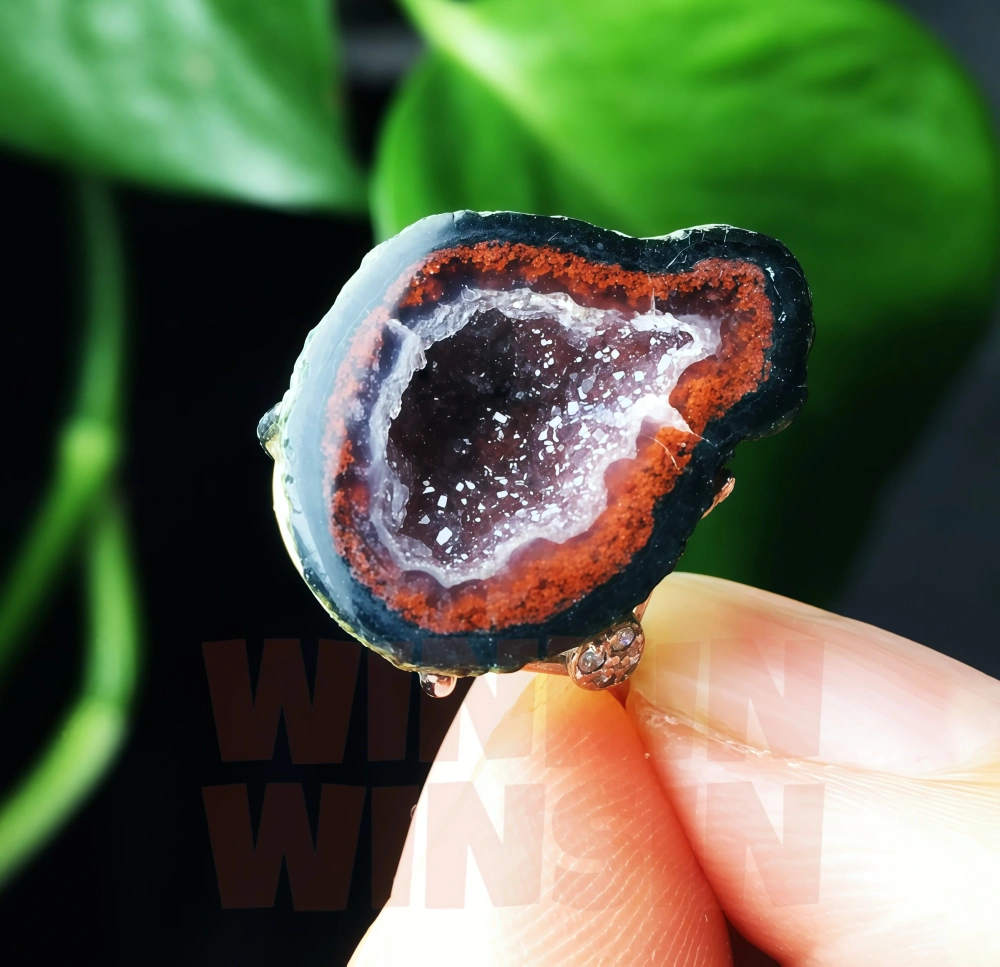 Winkin Winsin Unique Natural Gemstones Ring Agate Crystal House Ring For Women Man Free Size 925 Sterling Silver Rings Jewelry