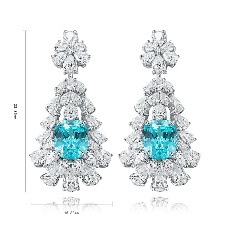 ShanLover Brand Lab Grown Gemstones Stud Earrings 925 Silver Light Luxury Sophistication Jewelry Fashion Women Pendant