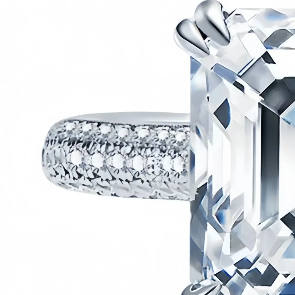 ShanLover Brand CST Top Grade Moissanite Ring 5ct Woman S925 925 Sterling Silver 10*10 Cube Sugar Diamond Wedding Rings Jewelry