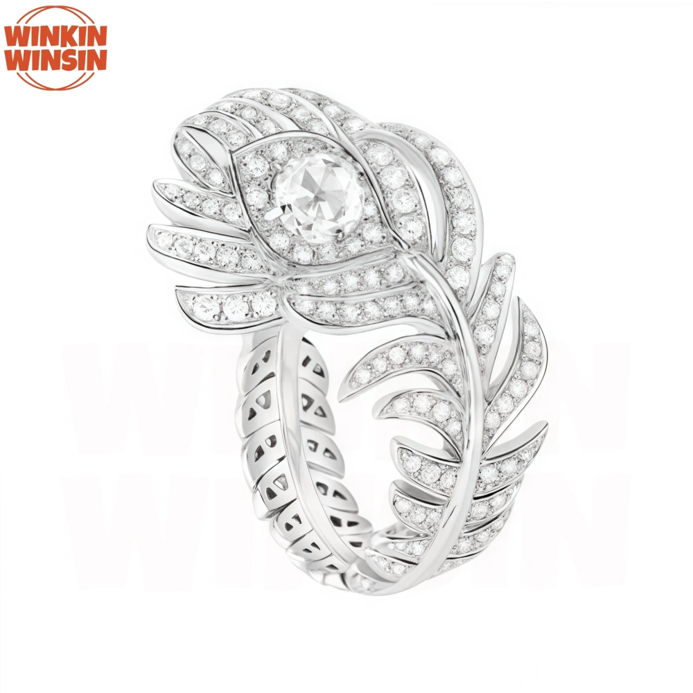 Winkin Winsin Luxury Designer Brand 925 Sterling Silver Rings For Women Bohemian Style Feather s925 Pure Silver Ring Jewelry