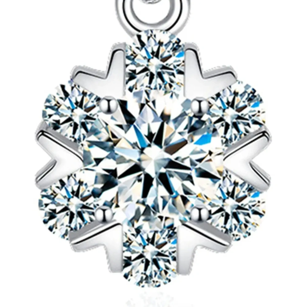ShanLover  Brand Moissanite Necklace for Women S925 Sterling Silver Snowflake Pendant Simple Fashionable Jewelry Accessory