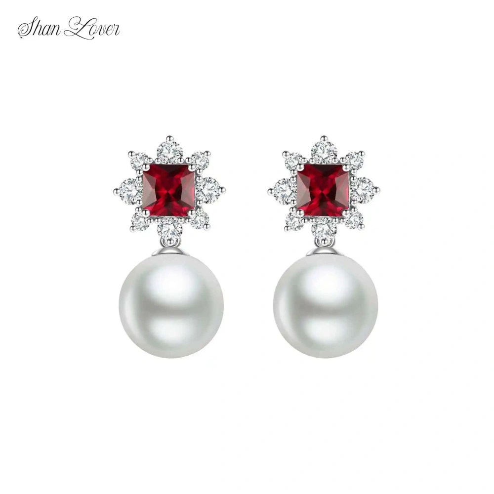 ShanLover Brand CMA Certificate Luxury 5A Grade 925 Sterling Silver Pearl Zircon Drop Earrings Jewelry for Women