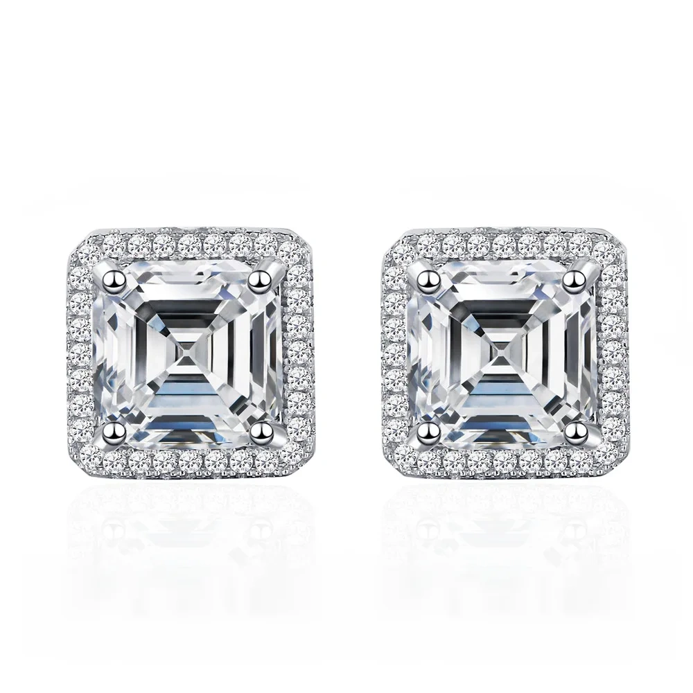 ShanLover Brand MUSHAN CO. MST Top Grade Square Moissanite Stud Earrings for Women Girl Real 925 Sterling Silver Diamond Jewelry
