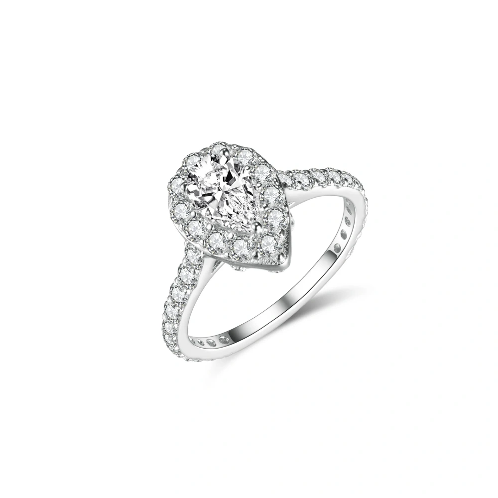 ShanLover Brand Bridal Ring 925 Silver Water Drop Diamond Wedding Ring Light Luxury Niche Design Exuding Sophistication