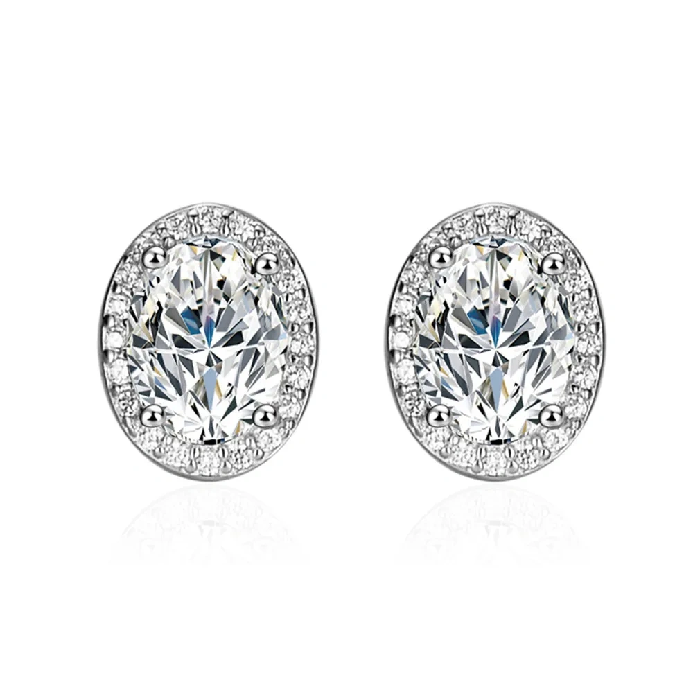 ShanLover Brand MST Top Grade Moissanite Stud Earrings for Women S 925 Sterling Silver 1.5ct 6*8mm Oval Diamond Earrings Jewelry