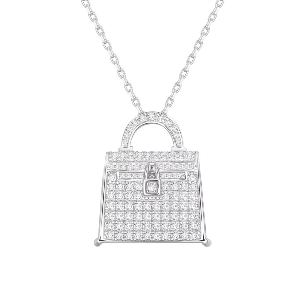 ShanLover Brand Designer Luxury 925 Sterling Silver Handbag Pendant Necklace Jewelry For Woman Ladies Green Gemstones Pendants