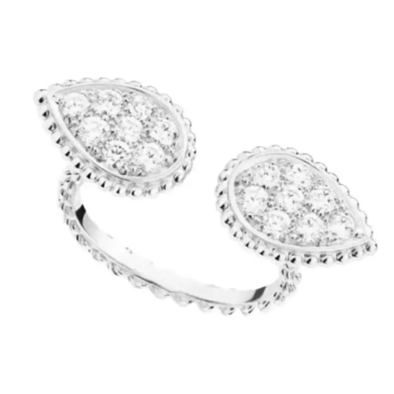 Winkin Winsin S925 925 Sterling Silver Water Drop-shaped Ring Double Water Drop Open Zircon Diamond Ring Jewelry