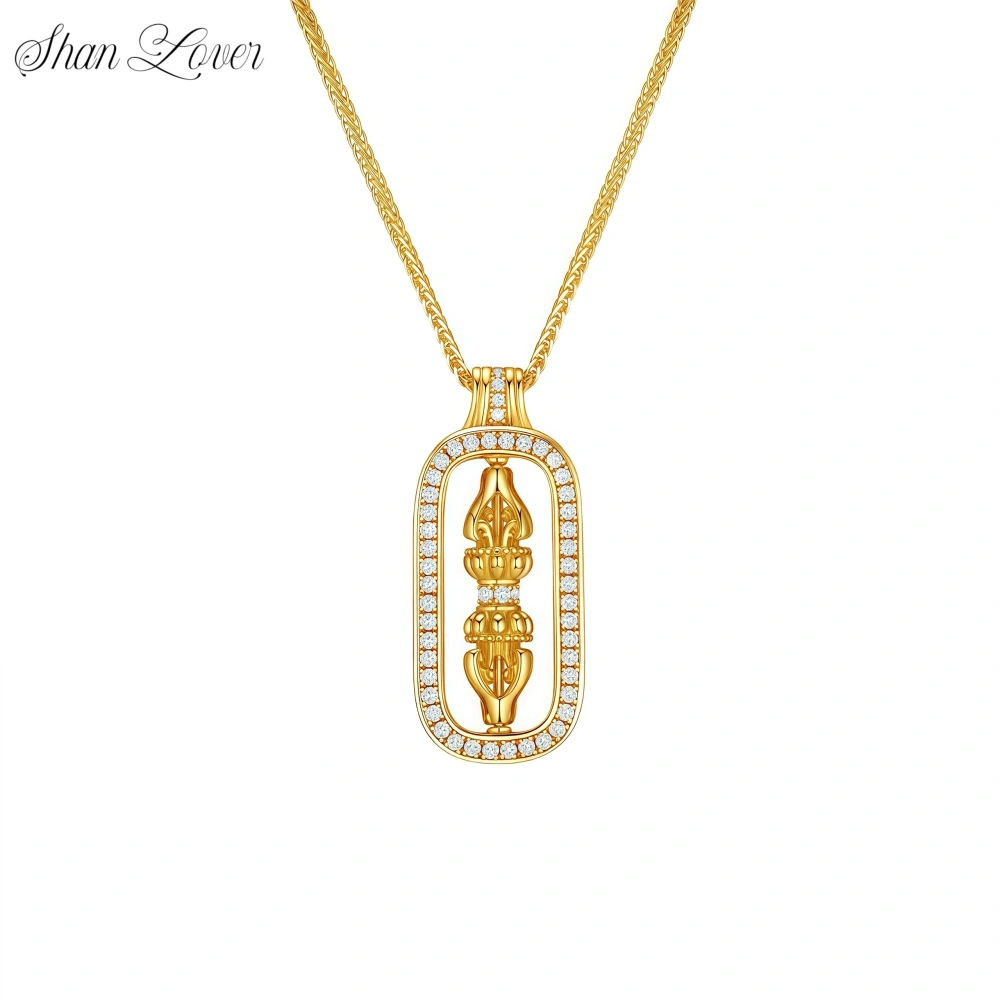ShanLover Brand Exorcism Wand Design 925 Sterling Silver Pendant Necklace 5A Zircon Gemstones Pendants Woman Man Amulet Jewelry