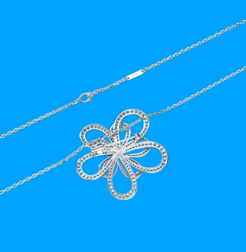 ShanLover Brand Woman 925 Sterling Silver Jewelry Brooch Pendants Necklace Multiple Use Flowerlace Zircon Chain Pendant Necklace
