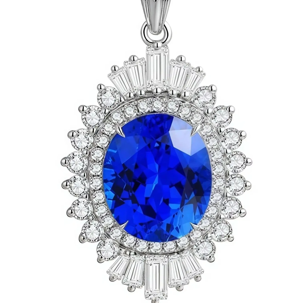 ShanLover Brand MUSHAN CO. Top Grade MGI Lab Grown Gemstone Blue Spinel Pendant Necklace Jewelry 925 Sterling Silver Pendants