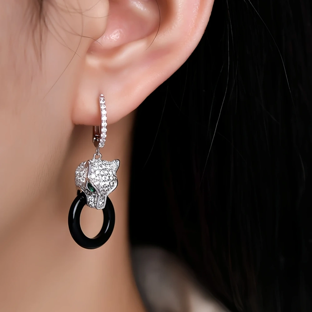 Winkin Winsin Highest Quality 925 Sterling Silver Earrings Necklace Pendants Women Cheetah Leopard Pendant Necklace Jewelry Set