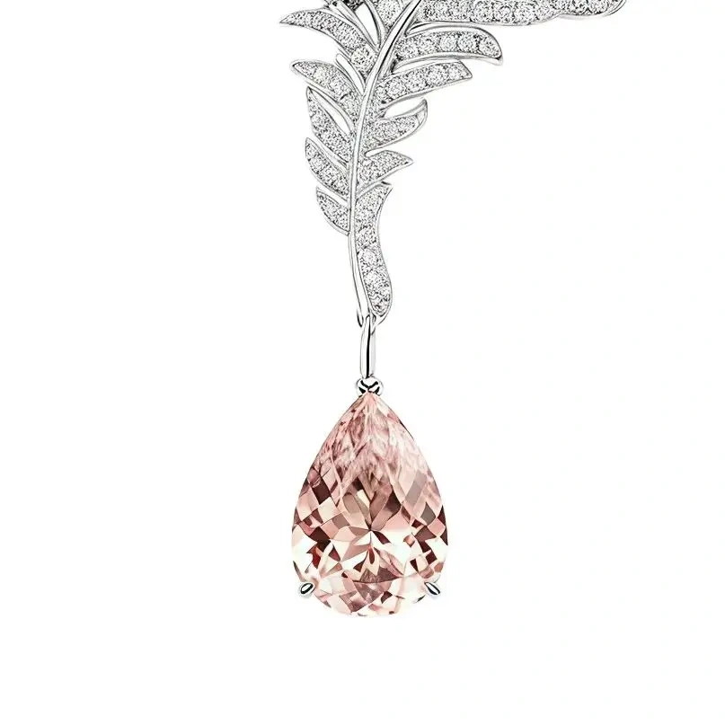 WinkinWinsin Brand Luxury 925 Sterling Silver Pendants Necklaces High Carbon Diamond Feather Necklace Pendant For Women Jewelry