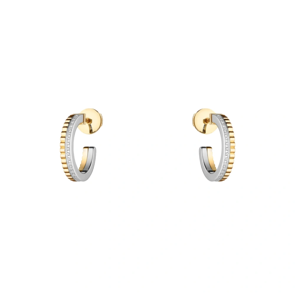 Winkin Winsin Sterling Silver S925 Personality Two-tone Row Diamond Fashion Satin Earrings
