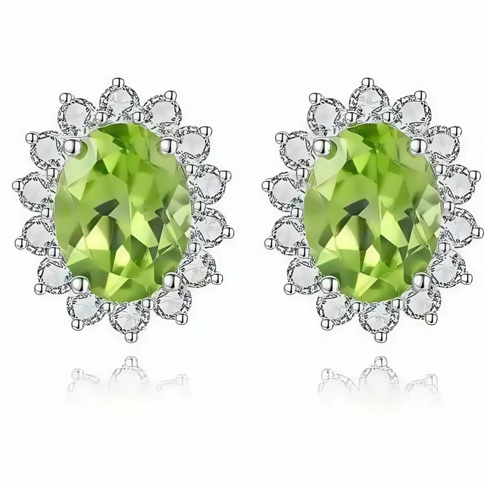 ShanLover Brand Classic Daifei Pei Paraiba Stud Earrings 4.1-Carat 925 Silver Simple Silver Wedding  Earrings  Jewelry ﻿