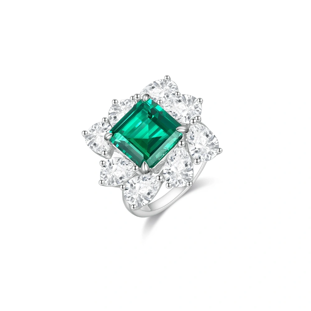 ShanLover Brand Luxury S925 Real 925 Sterling Silver Ring for Women Green Gemstones Embedded Fashion Rings Jewelry Accessory