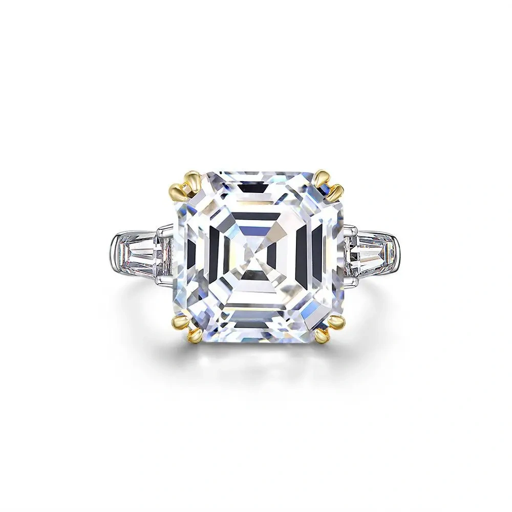 Winkin Winsin S925 925 Sterling Silver Luxury Square Lab Grown Gemstones High Carbon Diamond 7 Carat Ring Jewelry